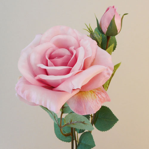 Rydal Artificial Rose Spray Light Pink 67cm R109 LL2